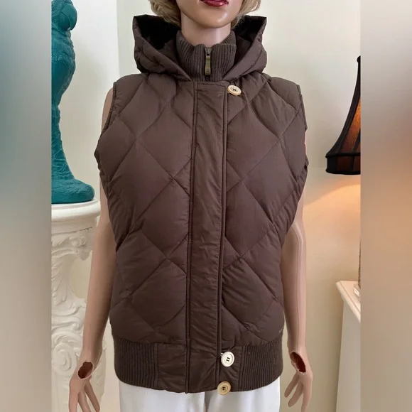 Merrell Quilted Hooded Sleeveless Vest - Brown - Picture 3 of 14